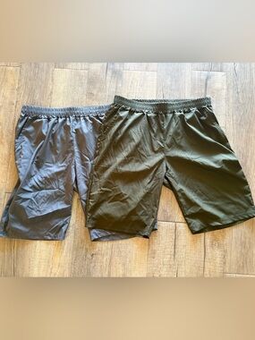 Men's Athletic Elastic-Waist Shorts - Olive and Gray